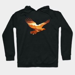 Fly eagle with landscape double exposure Hoodie